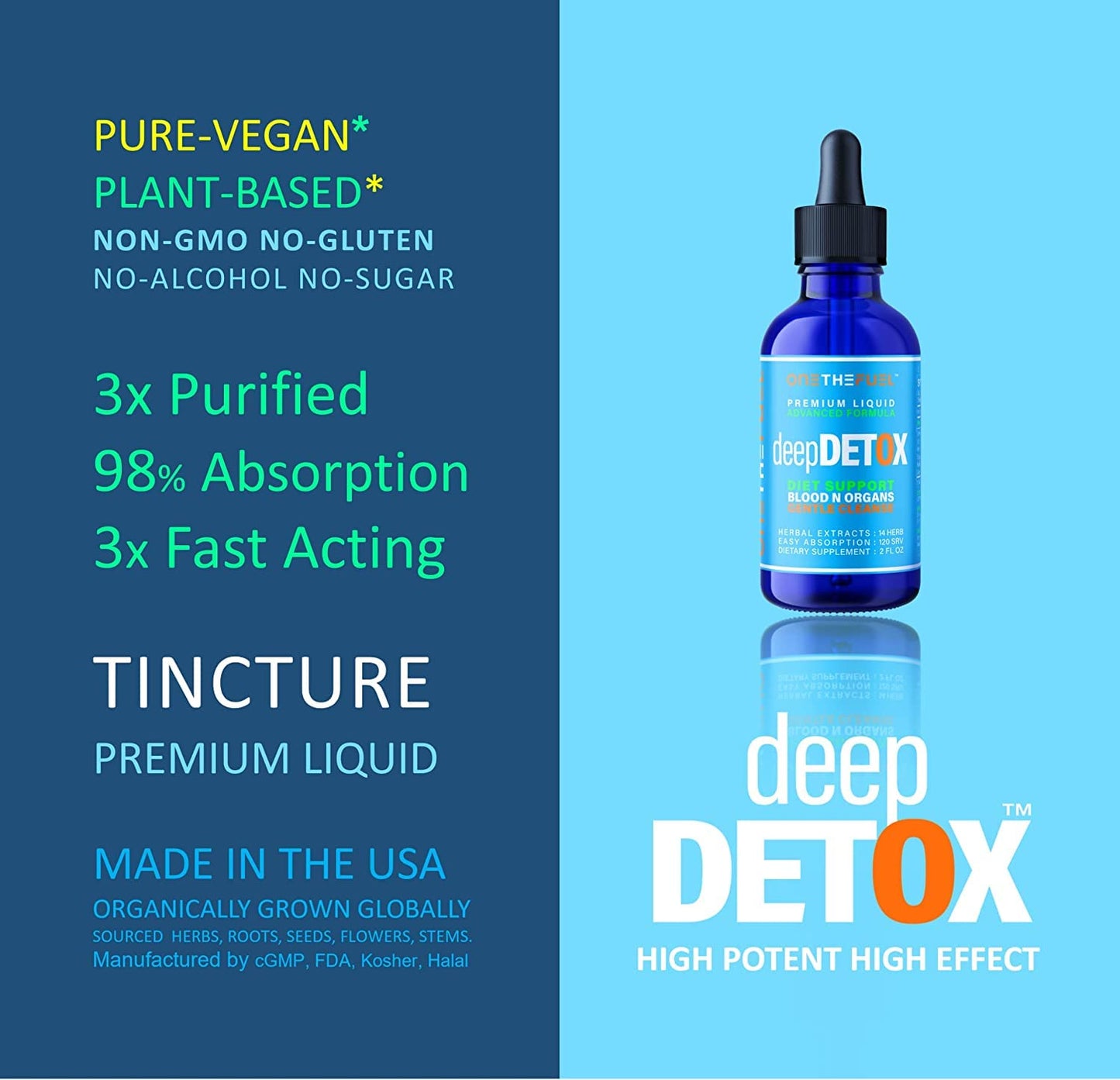 DeepDetox 2oz. Plant-Based Colon Intestinal Gut Liver Cleanse Detox Support. Purify Blood