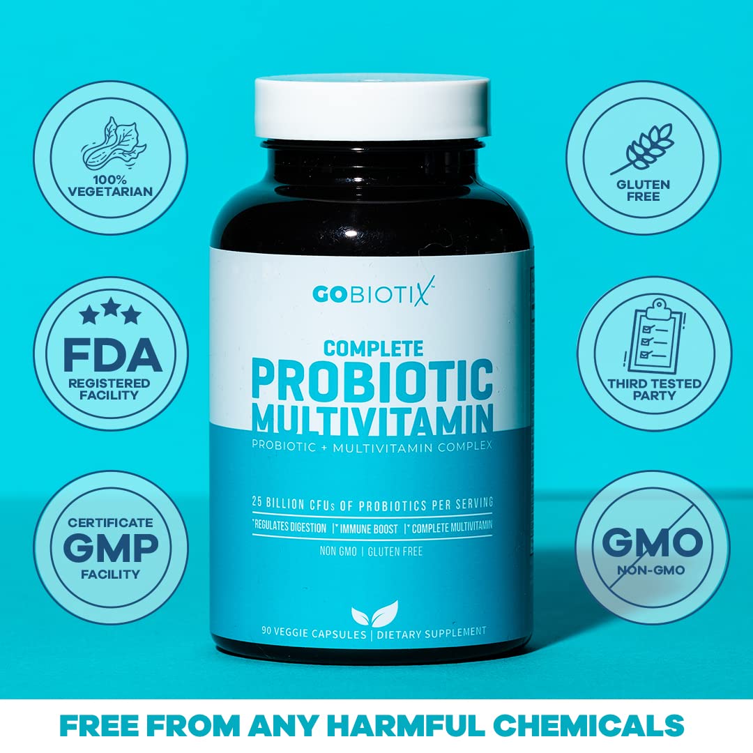 GOBIOTIX Probiotic Multivitamin Supplement - Daily Multivitamins with Probiotics