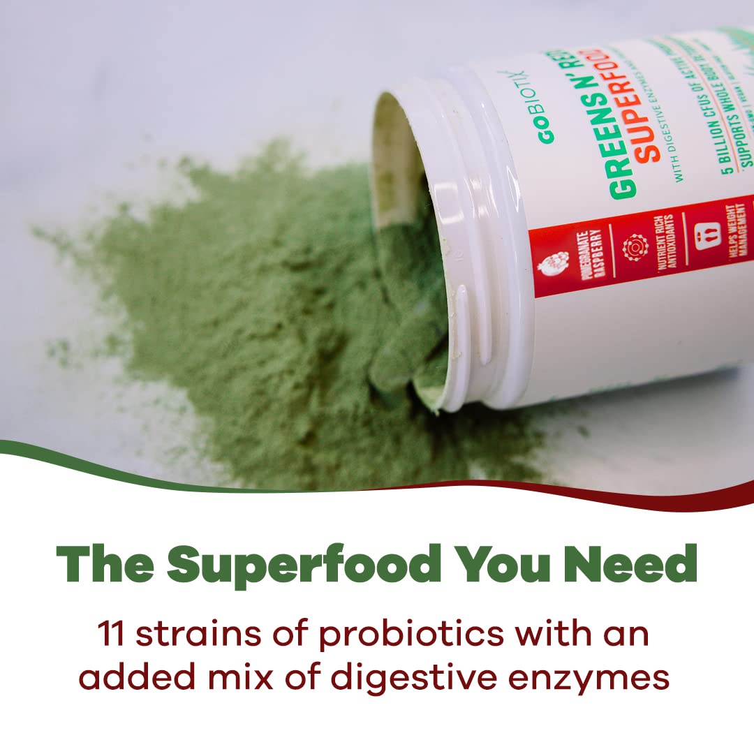 GOBIOTIX Super Greens Powder with Organic Spirulina - Superfood Supplement
