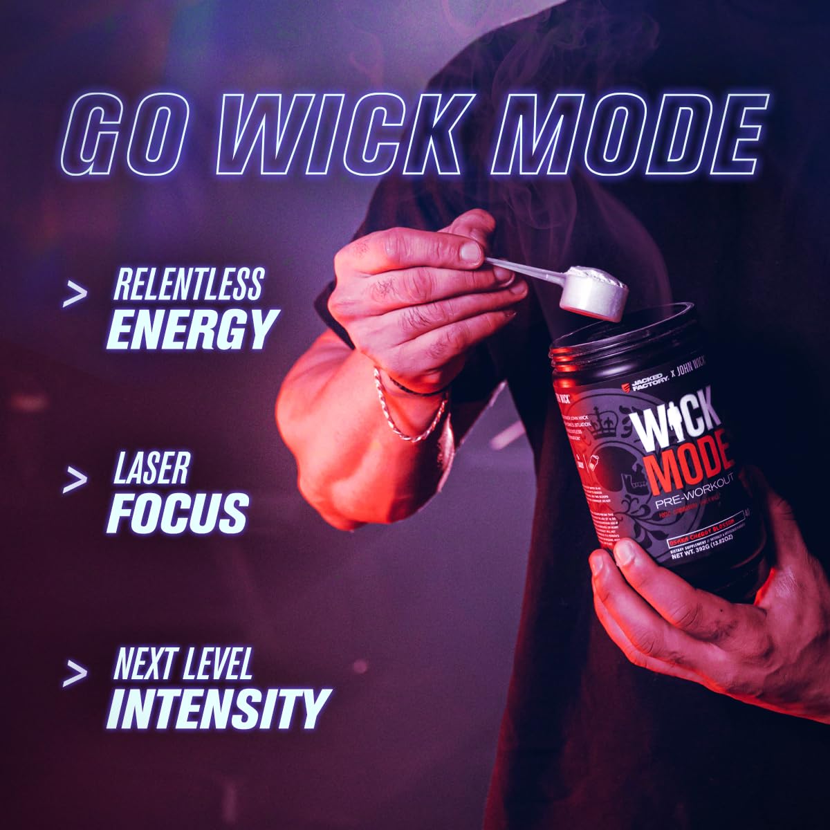 Jacked Factory X John Wick - Wick Mode Pre Workout Powder - Intense Energy, Battle