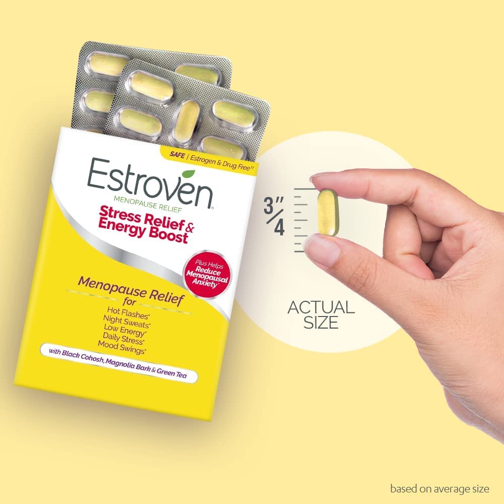 Estroven Stress Relief & Energy Boost for Menopause Relief - 28 Ct. - Clinically Proven