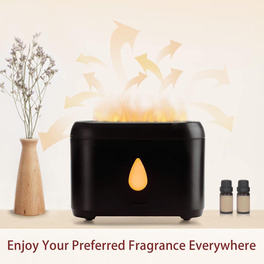 200ml Compact Small Flame Diffuser for Essential Oil (Black)