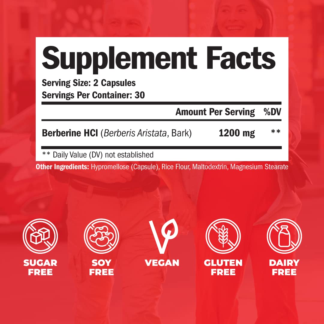 Vimerson Health Berberine Supplement with 3rd Party Tested Berberine 1200mg Per Serving