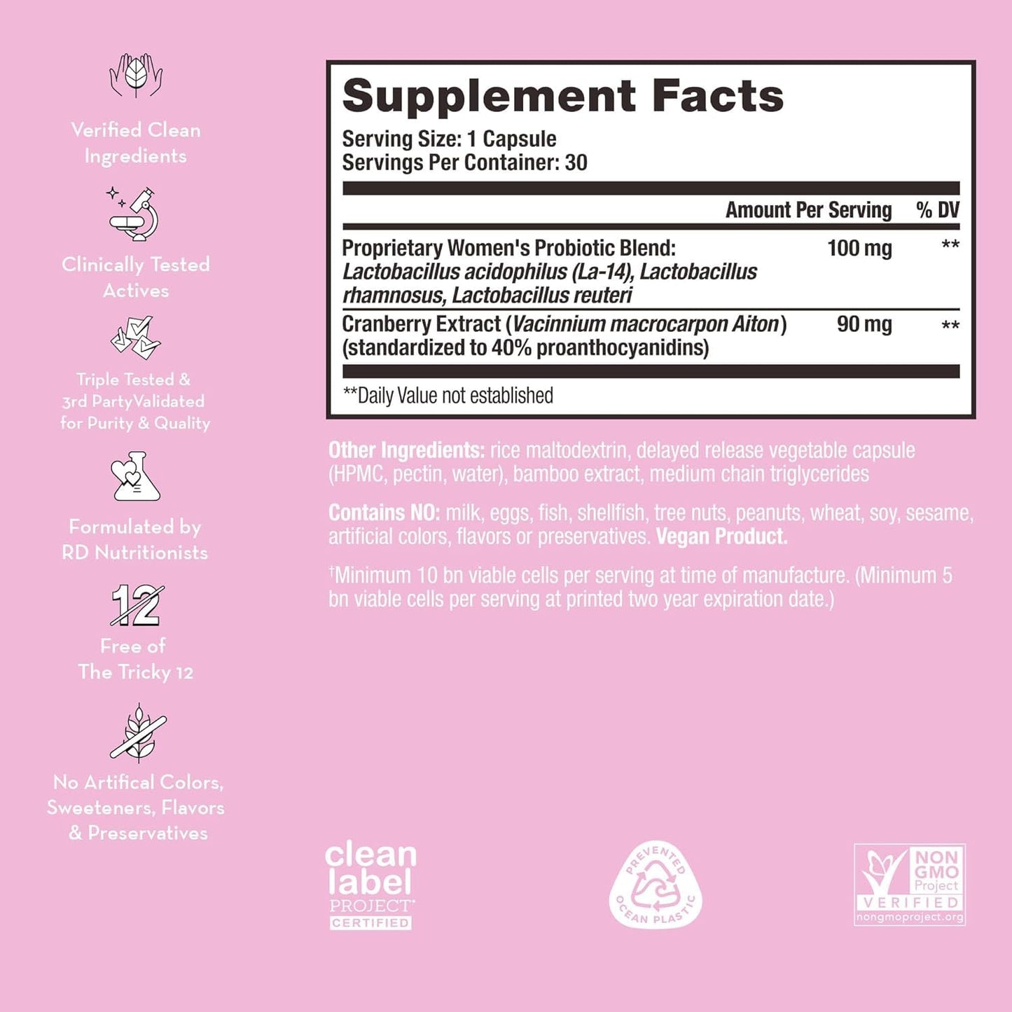 HUM Private Party Pills - Vaginal Probiotics for Women's Ph Balance with Cranberry