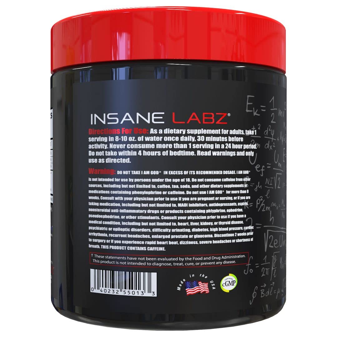 Insane Labz I am God Pre Workout, High Stim Pre Workout Powder Loaded with Creatine