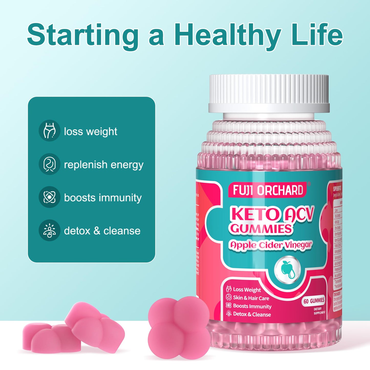 FUJI ORCHARD Keto Acv Gummies, 1500mg Keto Acv Gummies Advanced Weight Loss
