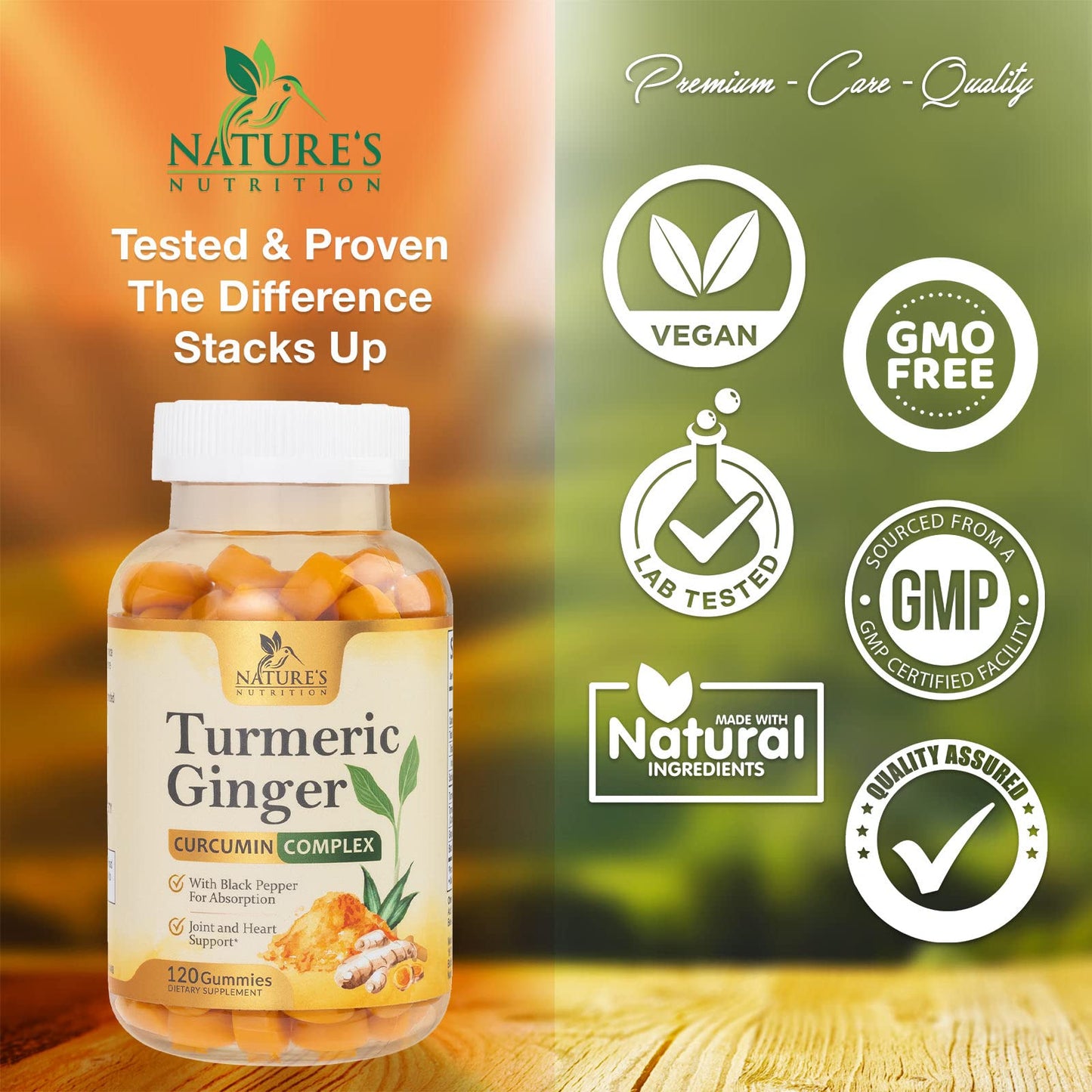 Turmeric Ginger Gummies - Vegan Turmeric Curcumin Gummy with 95% Curcuminoids