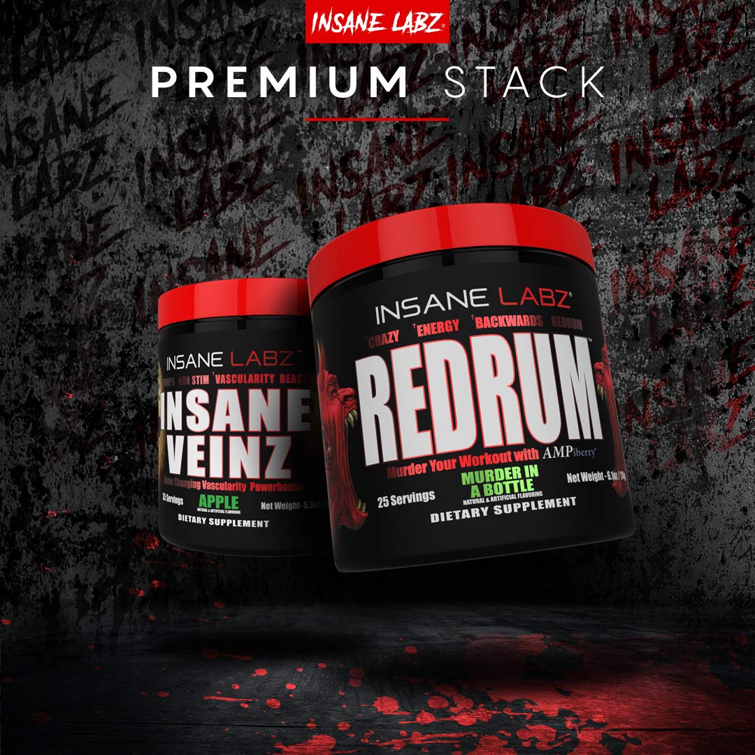 Insane Labz Redrum High Stim Pre Workout NO Booster Powder, Loaded with Beta Alanine