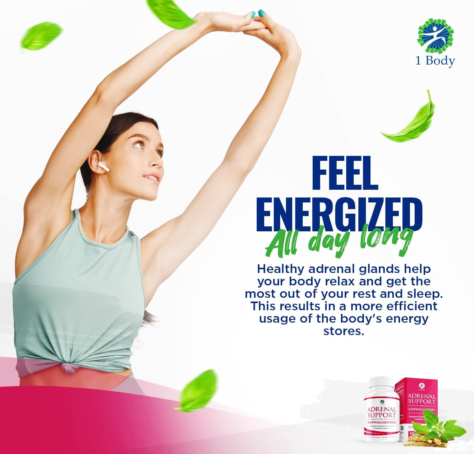 1 Body Adaptogen Complex Supplement with Ashwagandha - 60 Vegan Cap