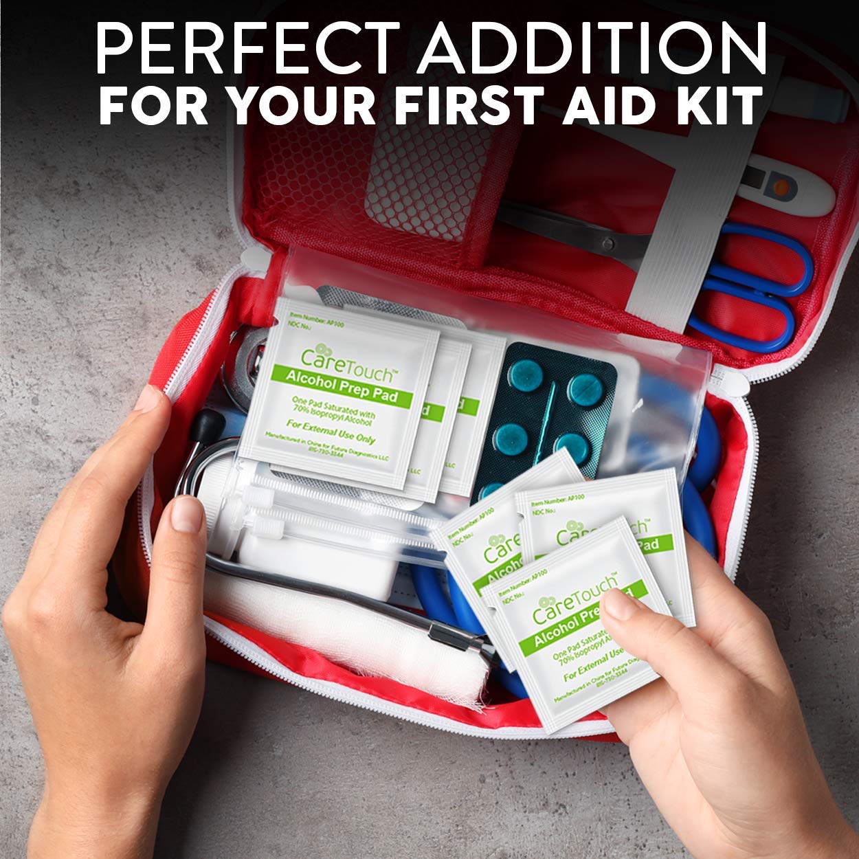 Care Touch Alcohol Wipes - Individually Wrapped Alcohol Prep Pads with 70% Isopropyl