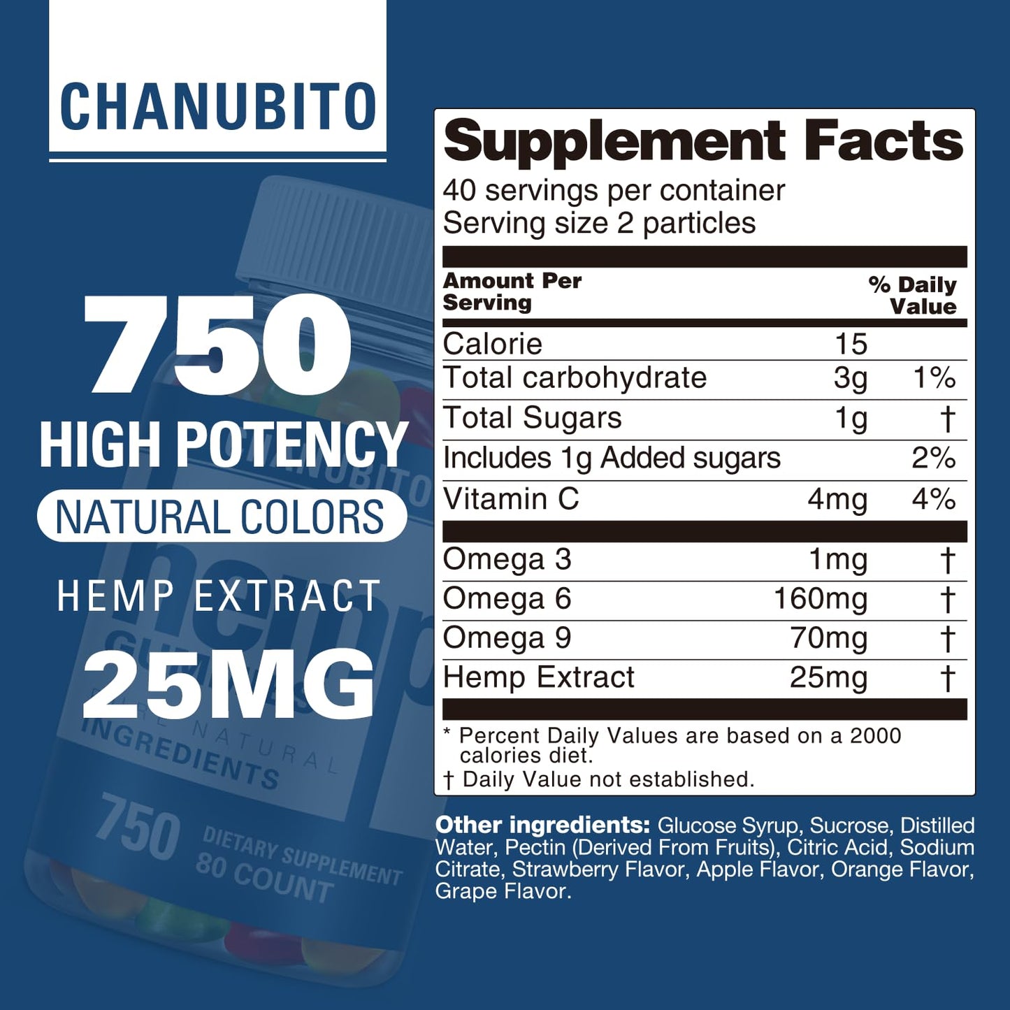 Hemp Gummies Organic High Potency Hemp Supplement - Pain, Sleep, Stress