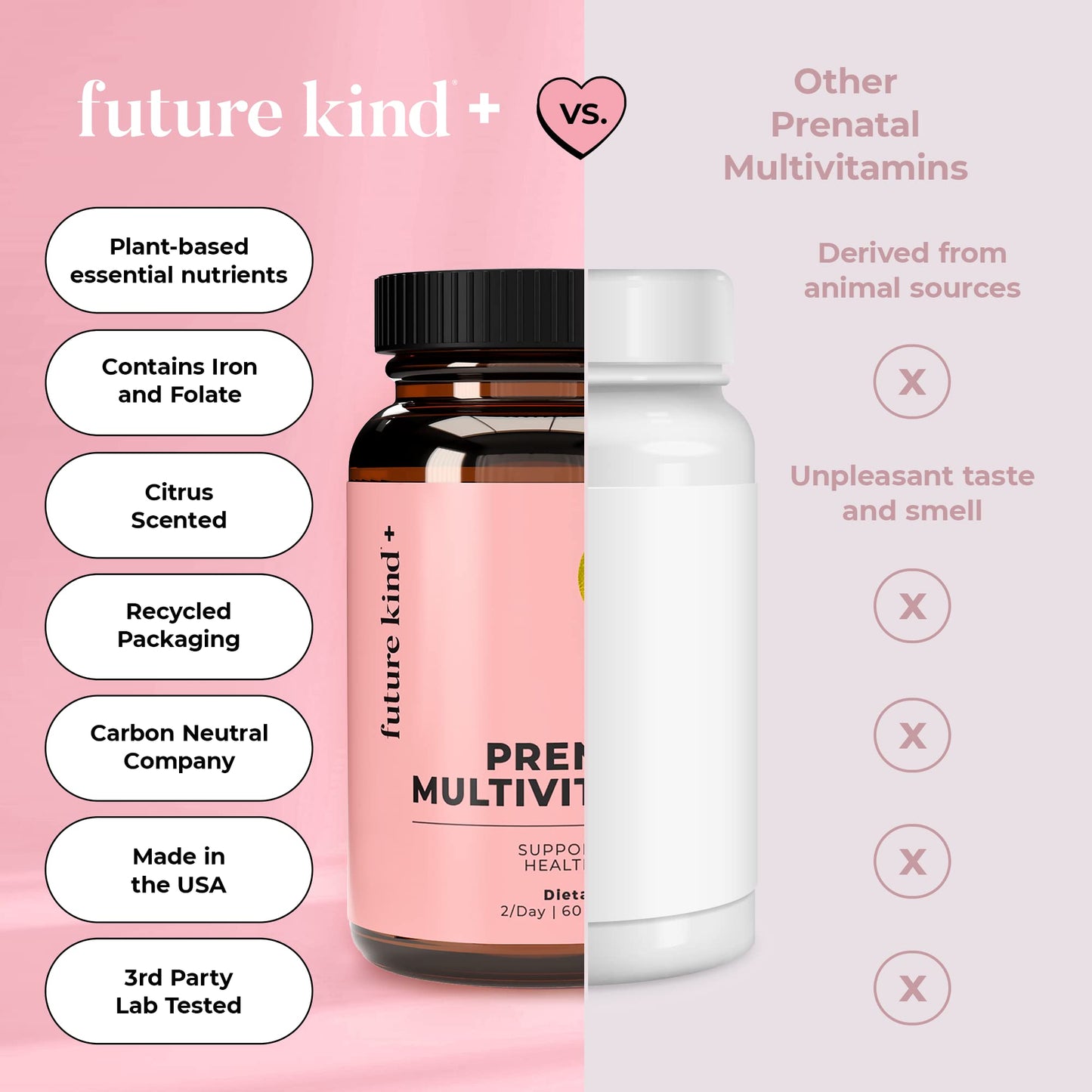 Future Kind Vegan Prenatal Vitamin - (60ct) Prenatal Vitamins with DHA & L-MethylFolate