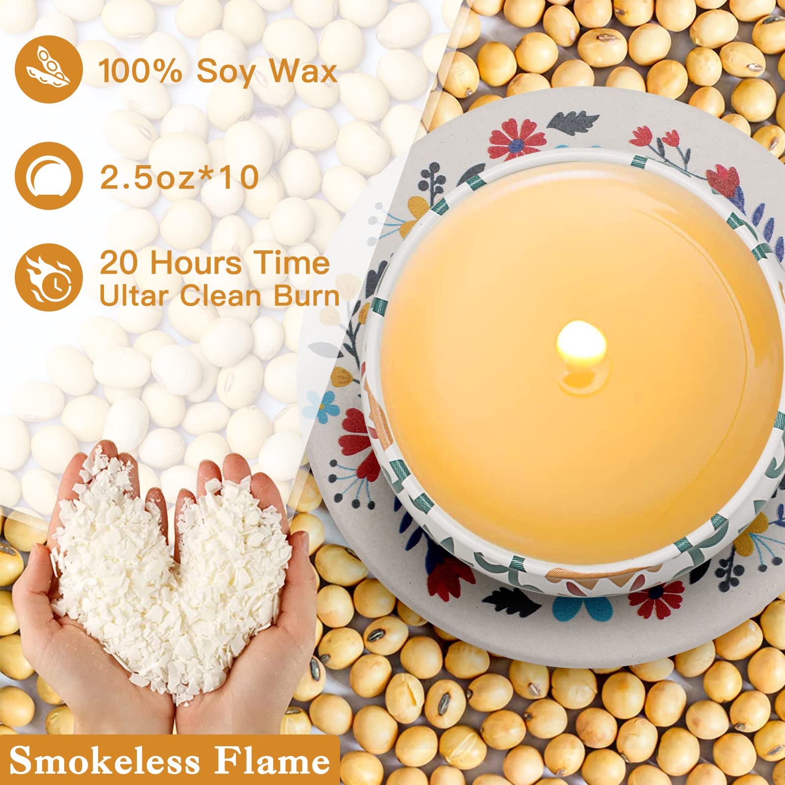 10 Pack Scented Candles Gifts, Aromatherapy Candles for Home Scented with 2 Coasters