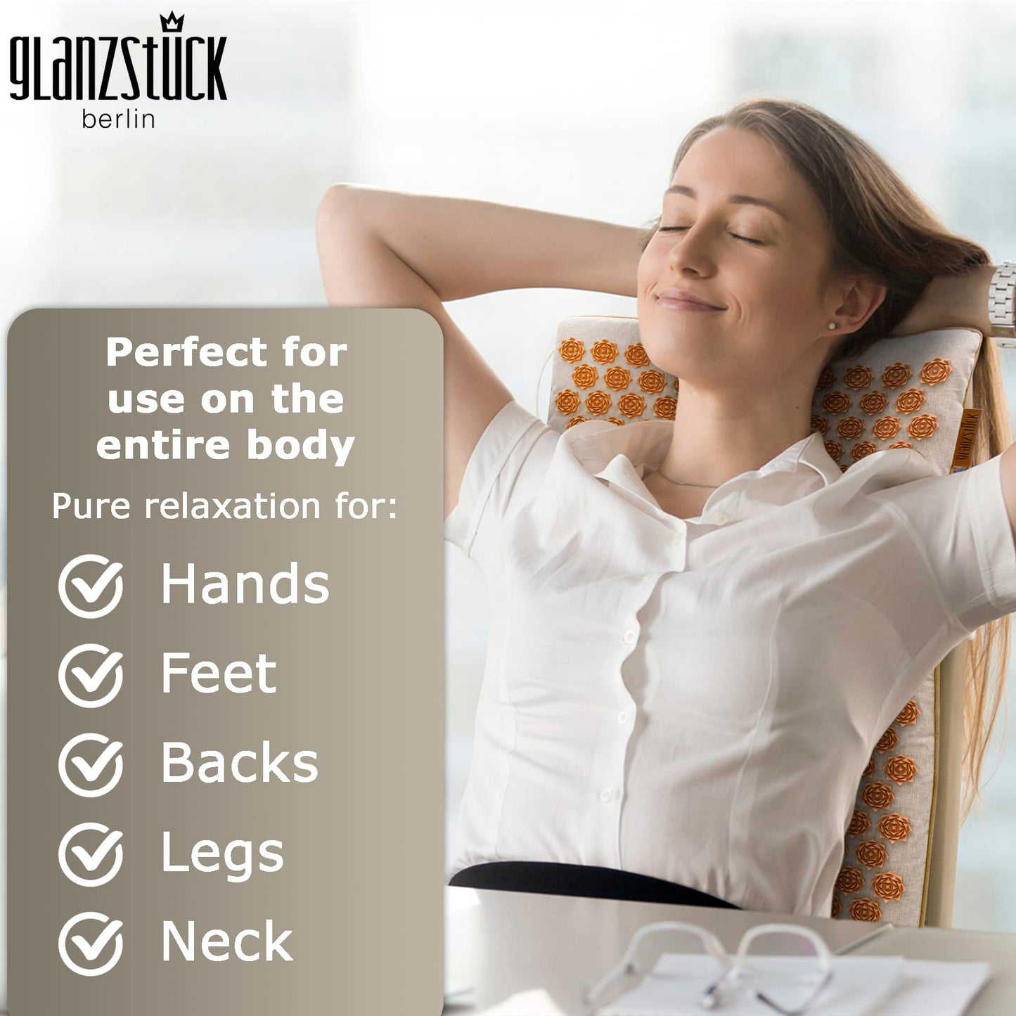Glanzstück Berlin® Health Collection XXL Acupressure Mat Set for Full Body for Tension Headaches
