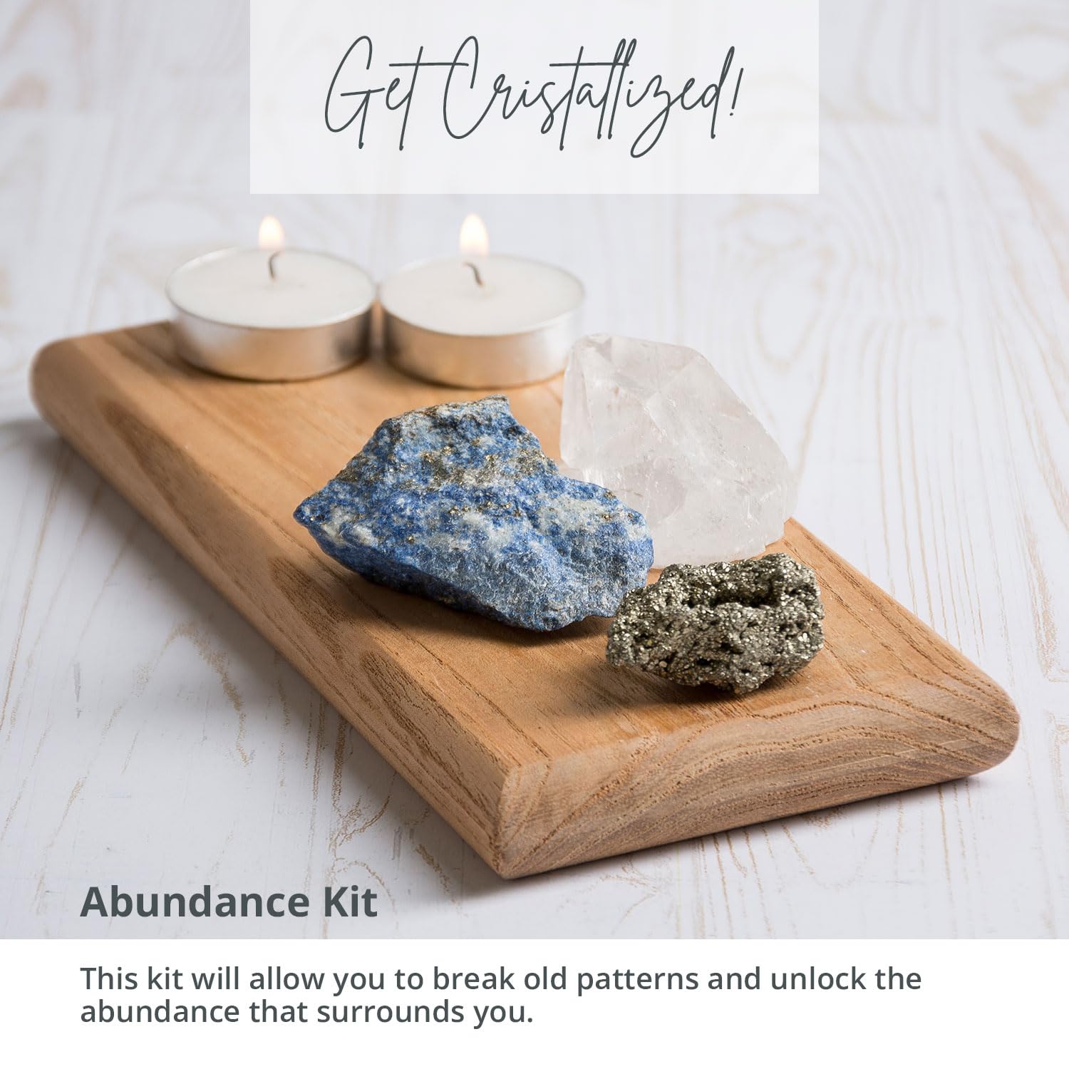 5PCS SAMSARI Abundance XL Crystals Healing Set - (Pyrite, Lapis Lazuli, Clear Quartz), 1 Palo Santo Stick SAMSARI