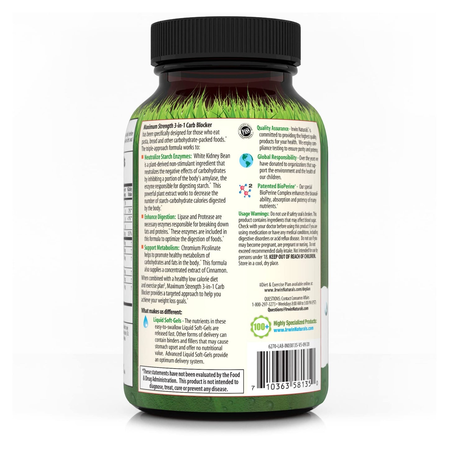 Irwin Naturals Maximum Strength 3-in-1 Carb Blocker - Neutralize Carbohydrates
