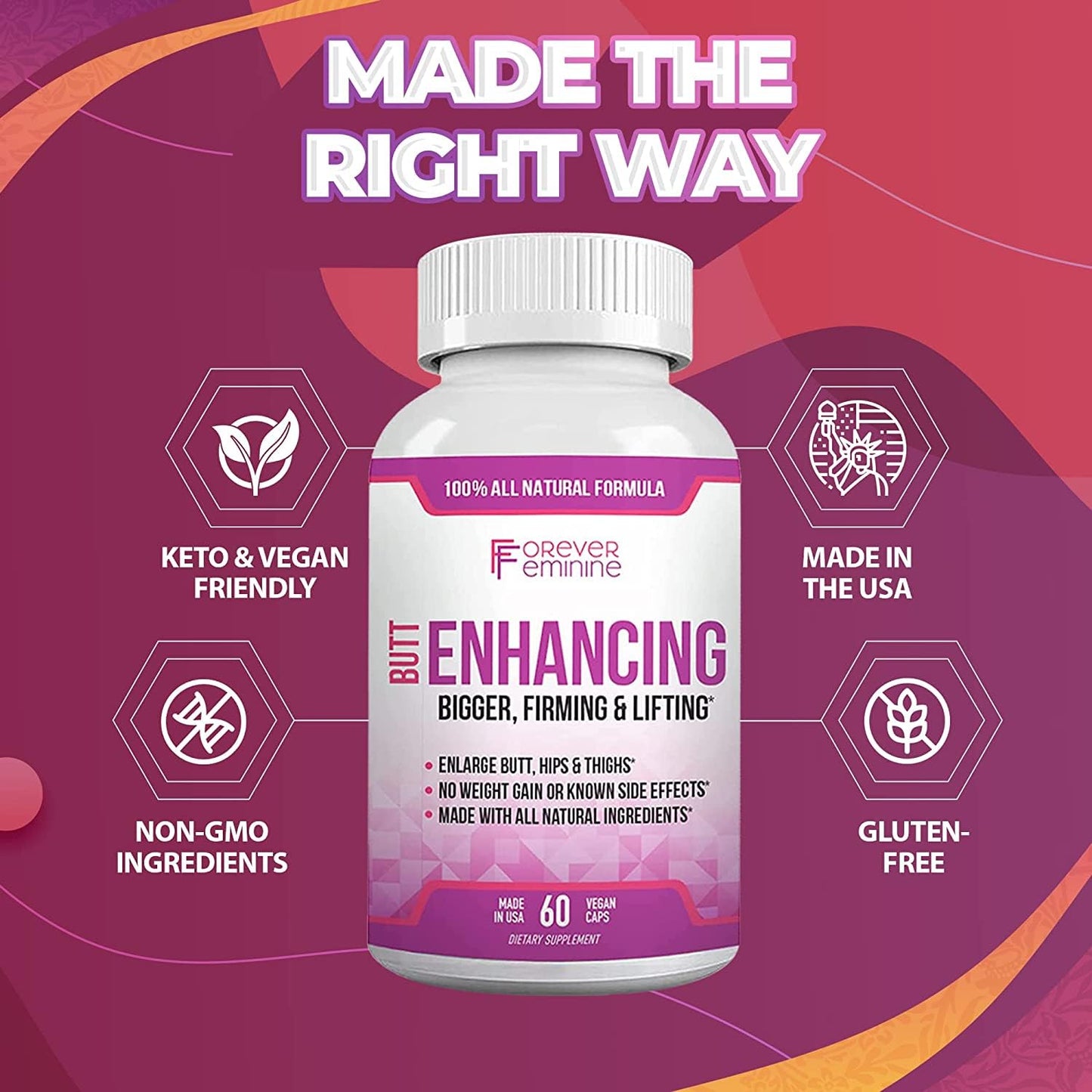 Forever Feminine Premium Butt Enhancement Pills - Booty Enlargement Pills - Shape