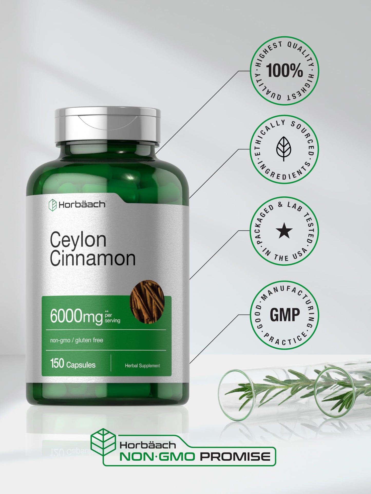 Ceylon Cinnamon Capsules | 6000 mg | 150 Count | Non-GMO & Gluten Free Supplement
