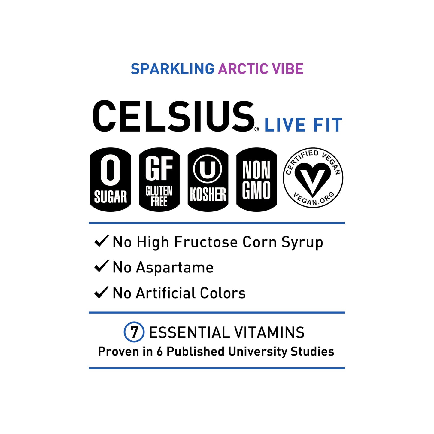 CELSIUS Arctic Vibe Sparkling Frozen Berry, Functional Essential Energy Drink, 12 Fl Oz