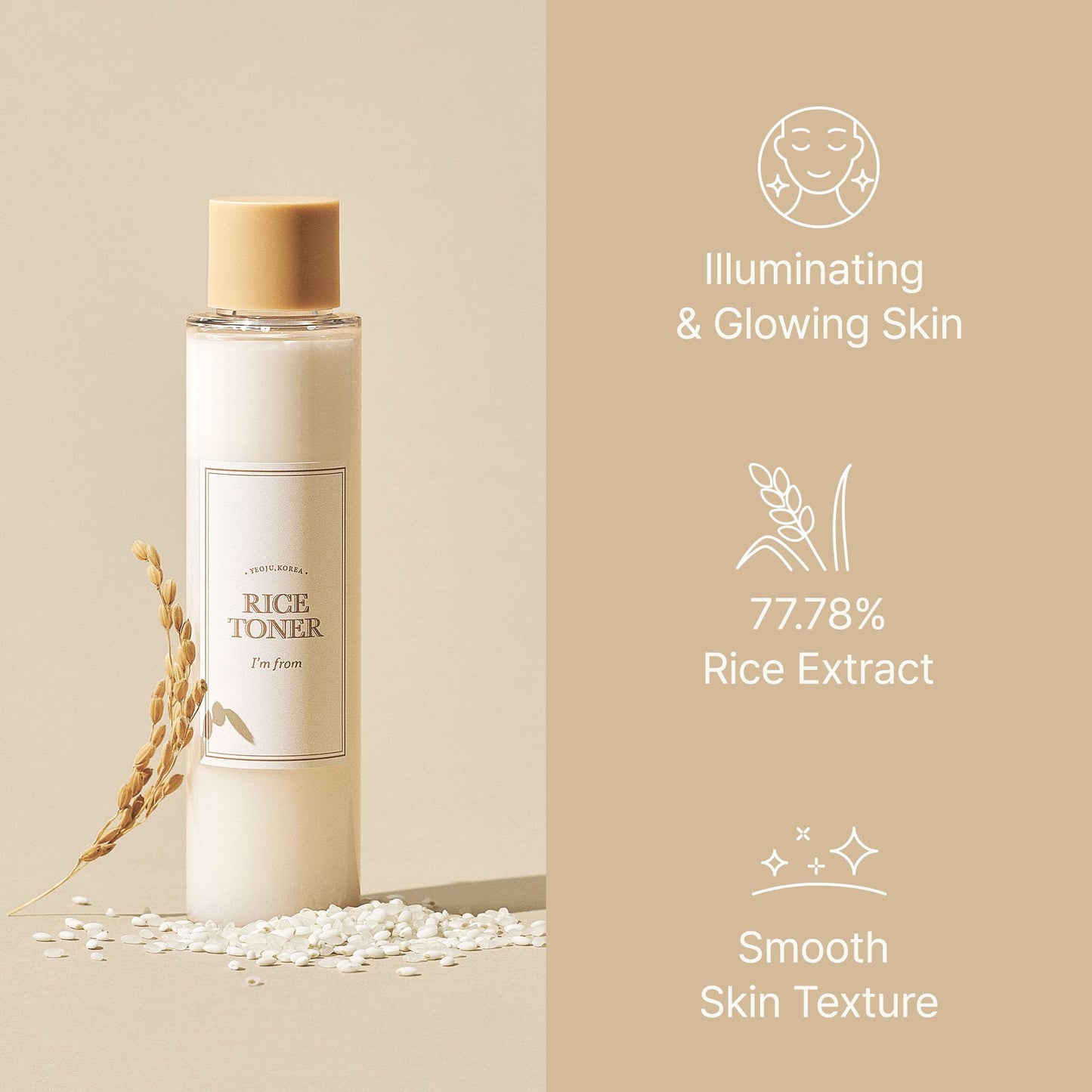 I'm From Rice Toner, 77.78% Rice Extract from Korea, Glow Essence with Niacinamide