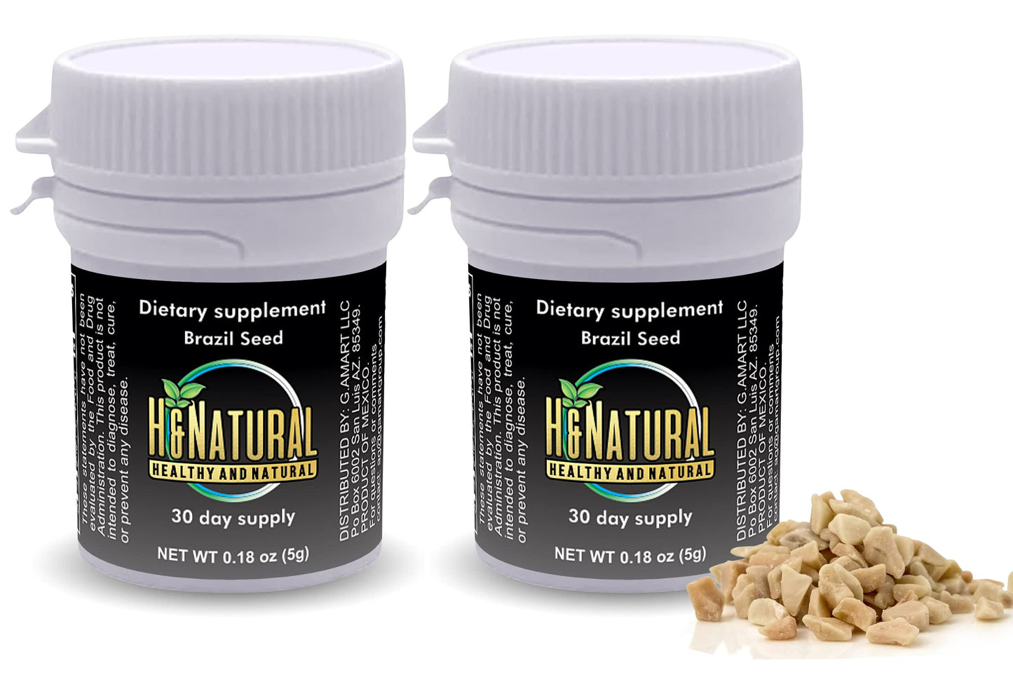 H&Natural 2 Pack! Brazil Seed Dietary Supplement 60 Pieces, Pure Natural Semilla de Brasil