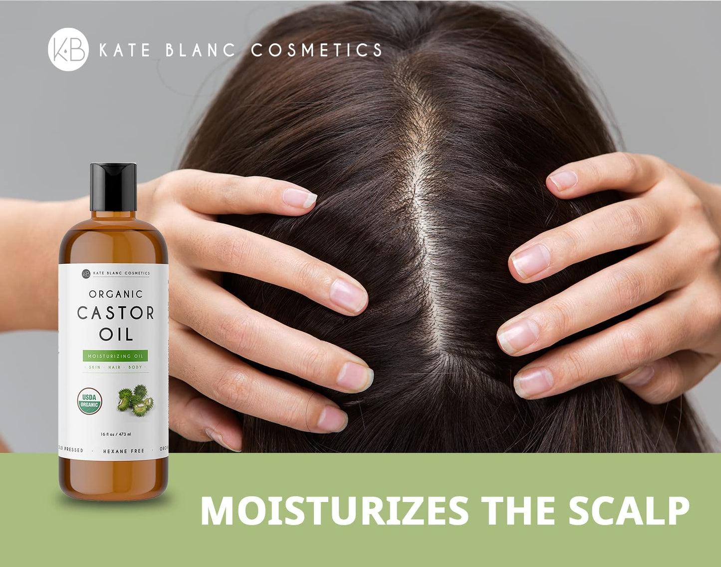 Kate Blanc Cosmetics Castor Oil 16oz - USDA Certified Organic. Cold-Pressed, 100% Pure
