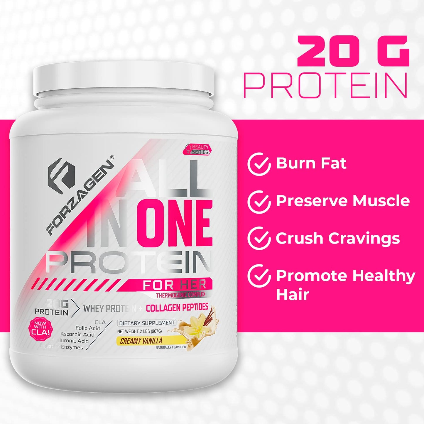 Forzagen All in One Protein for Her, Protein Powder for Women with Collagen Peptides