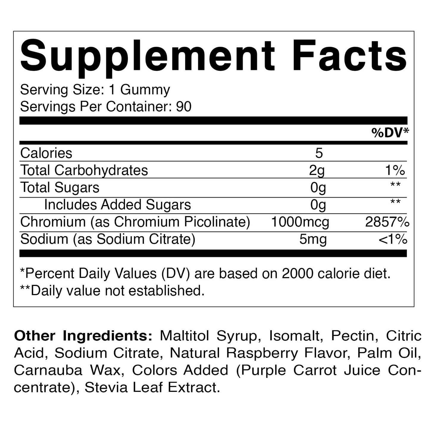 Vitamatic Chromium Picolinate 1000 mcg - 90 Gummies - High Potency Chromium