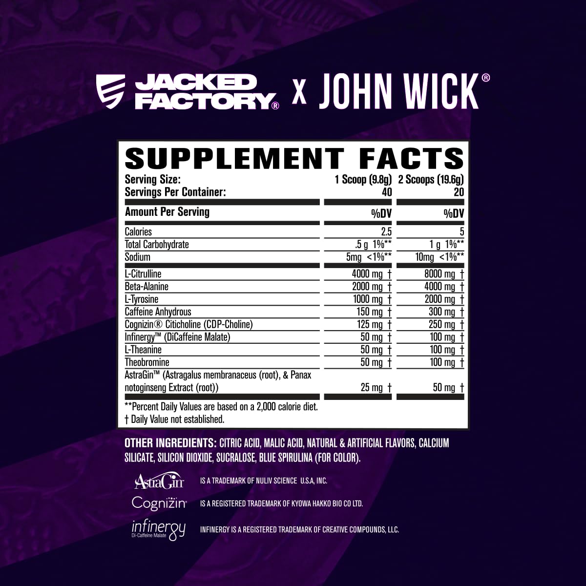 Jacked Factory X John Wick - Wick Mode Pre Workout Powder - Intense Energy, Battle
