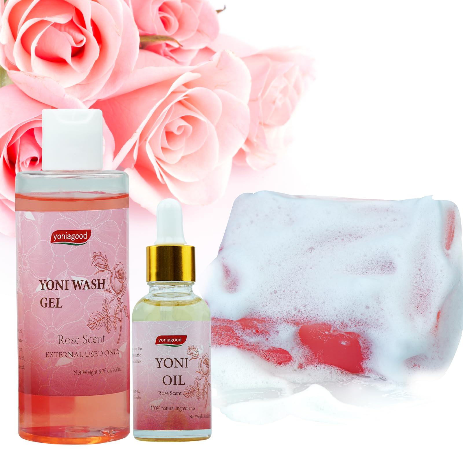 4 pack Yoni Wash Yoni Essential Oil Soap for Women Set, 2 * 30ml Feminine Oil, 6.7 fl.oz Feminine Wash yoniagood