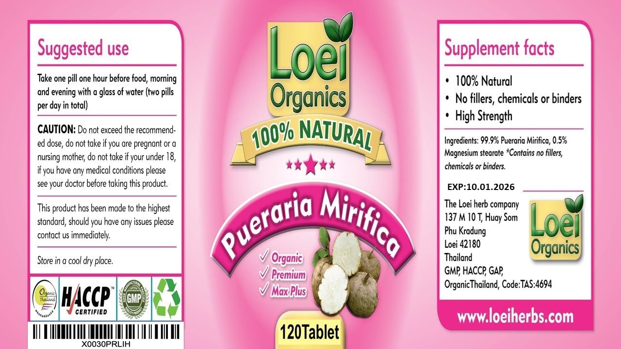 120 Potent Pueraria Mirifica Herbal FEMINIZER Pills Female Breast Enlargement Ladyboy