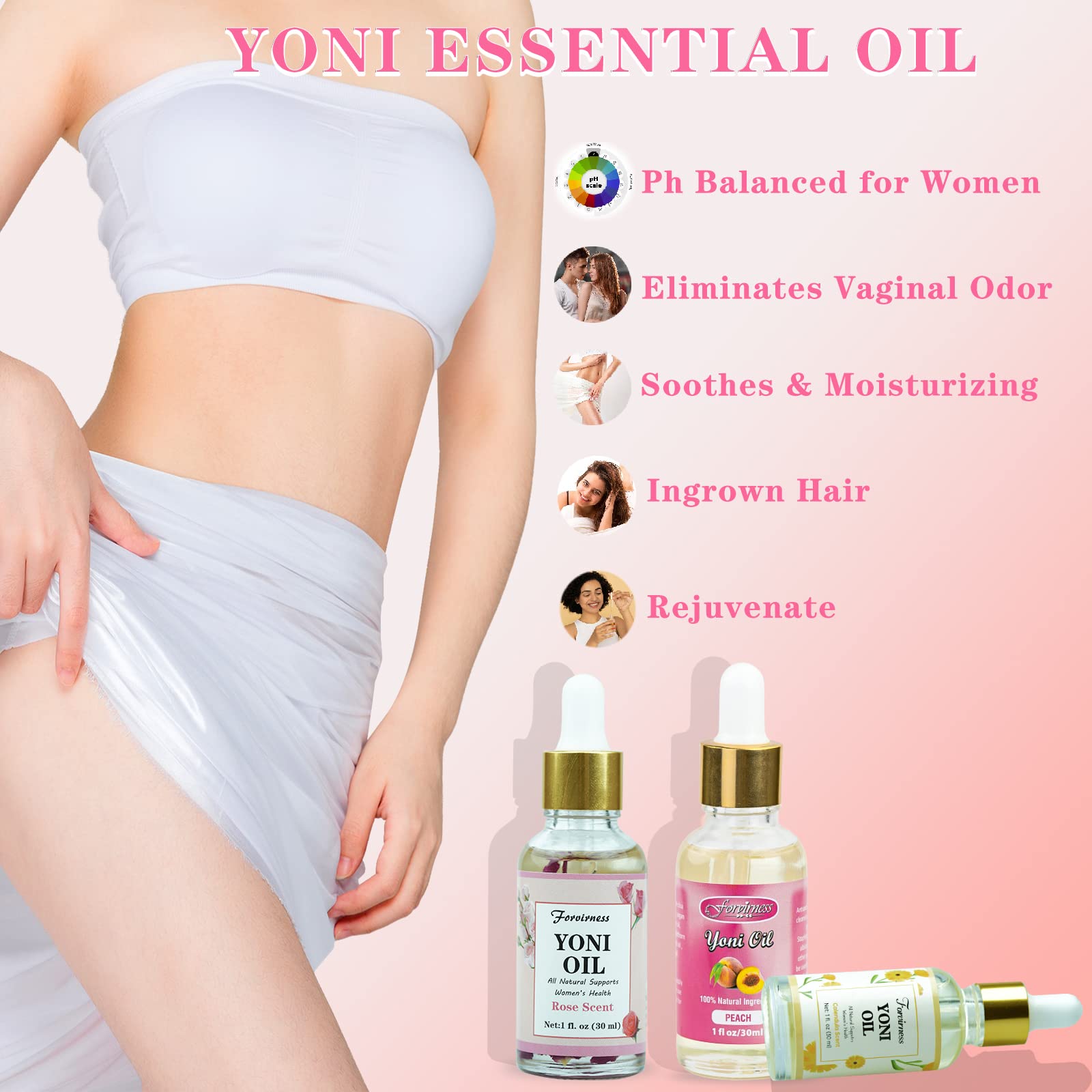 3 Packs Natural Yoni Oil Feminine Wash Ph Balanced for Women, Eliminates Vaginal Odor forvirness
