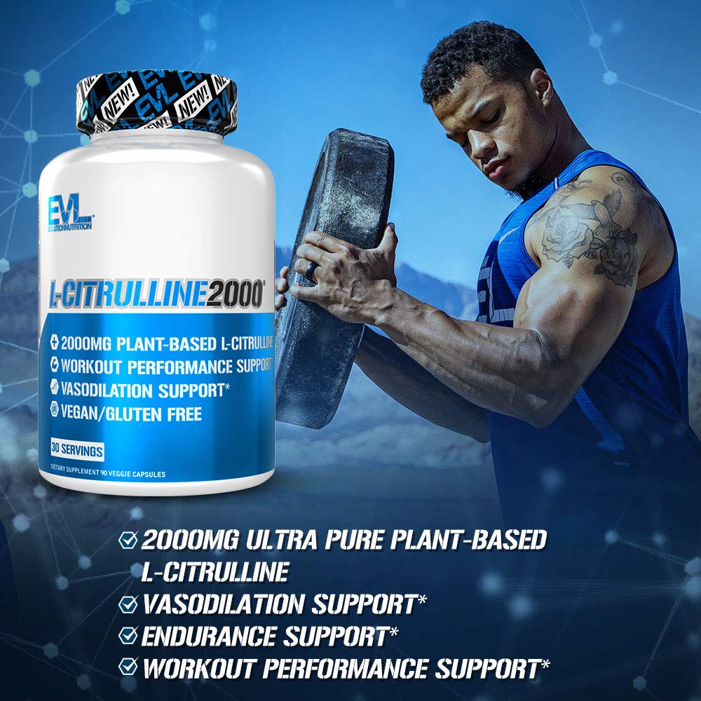 Evlution L-Citrulline2000 Nitric Oxide Supplement for Men Nutrition High Strength L Citrullin