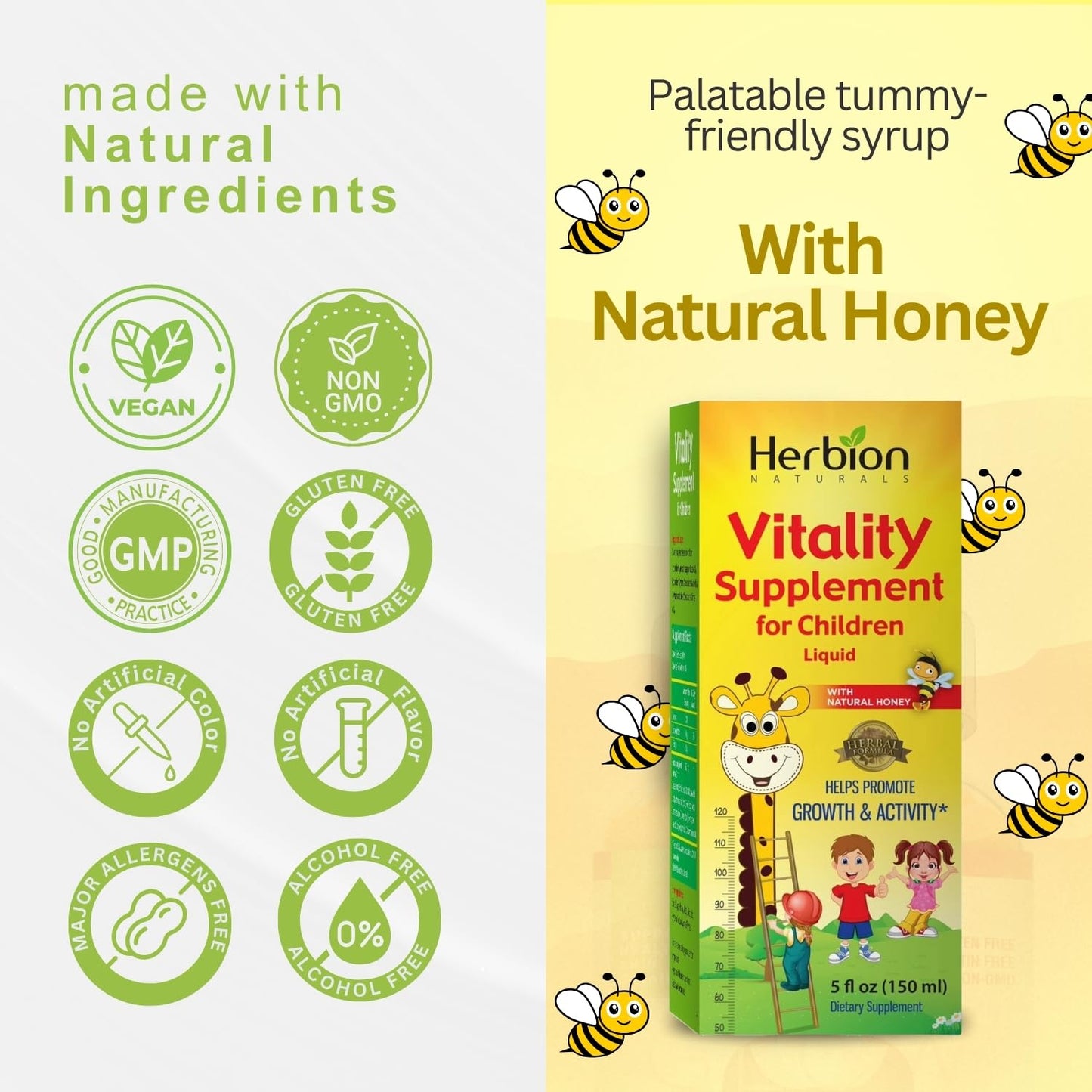 Herbion Naturals Vitality Supplement Syrup for Children, Promotes Growth and Appetite