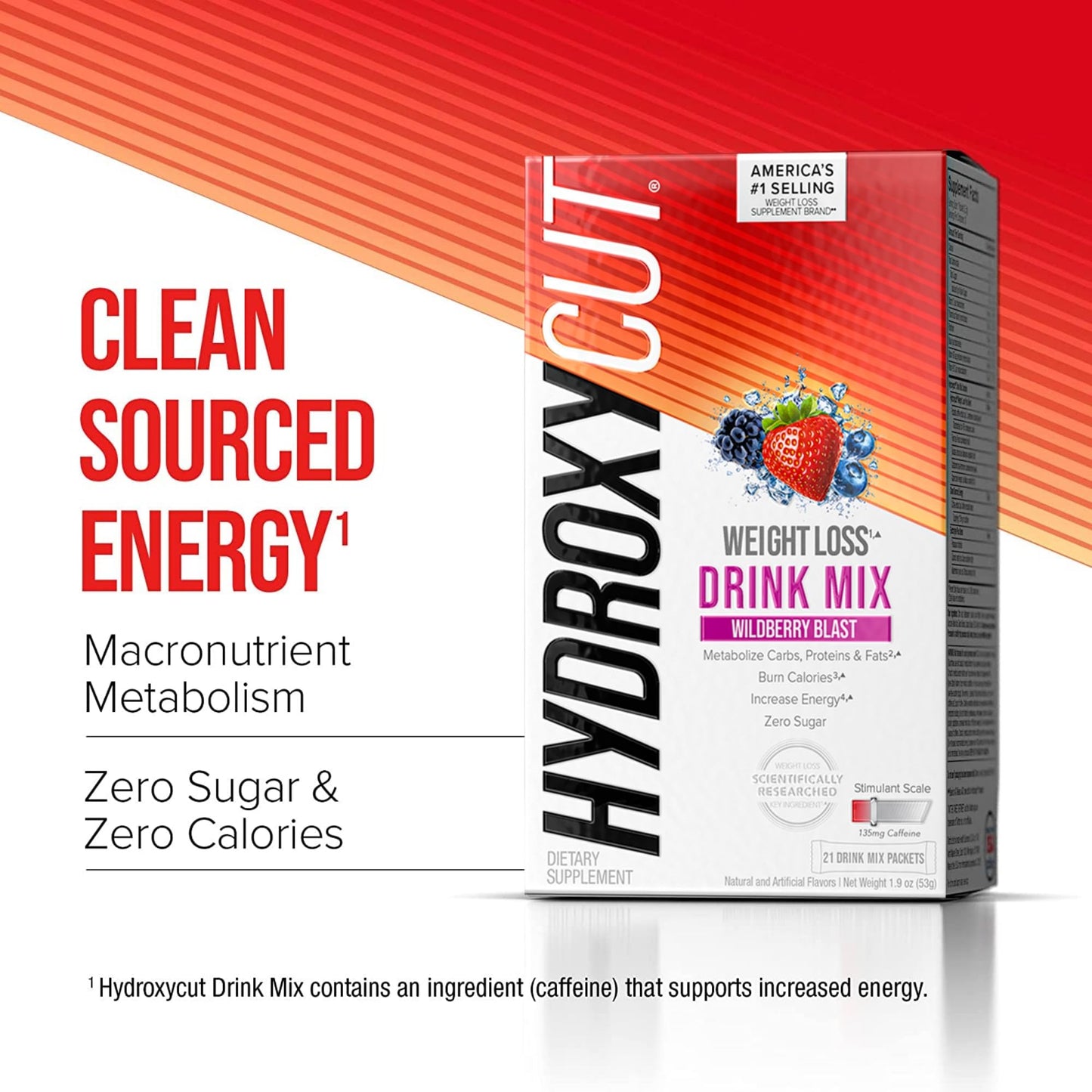 Hydroxycut Drink Mix | Energy Drink Powder | Wildberry Blast, 21 Packets, 2 Packs