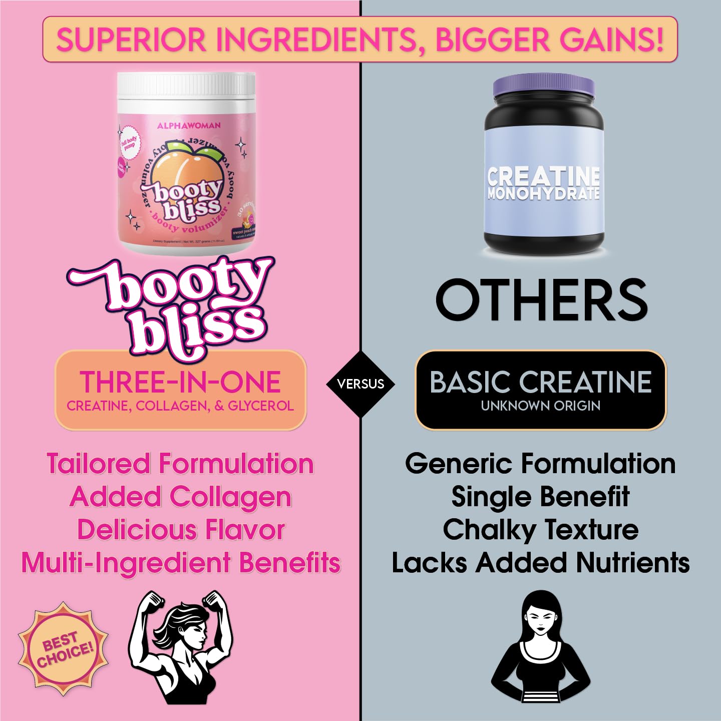 Booty Bliss ⢠Creatine for Women ⢠Pre Workout Women ⢠Booty Builder ⢠Keto Friendly