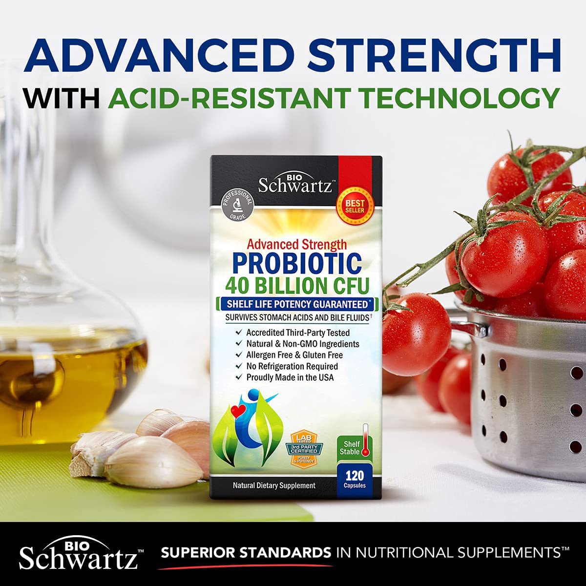 Daily Probiotic Supplement 40 Billion CFU - Gut Health Complex with Astragalus