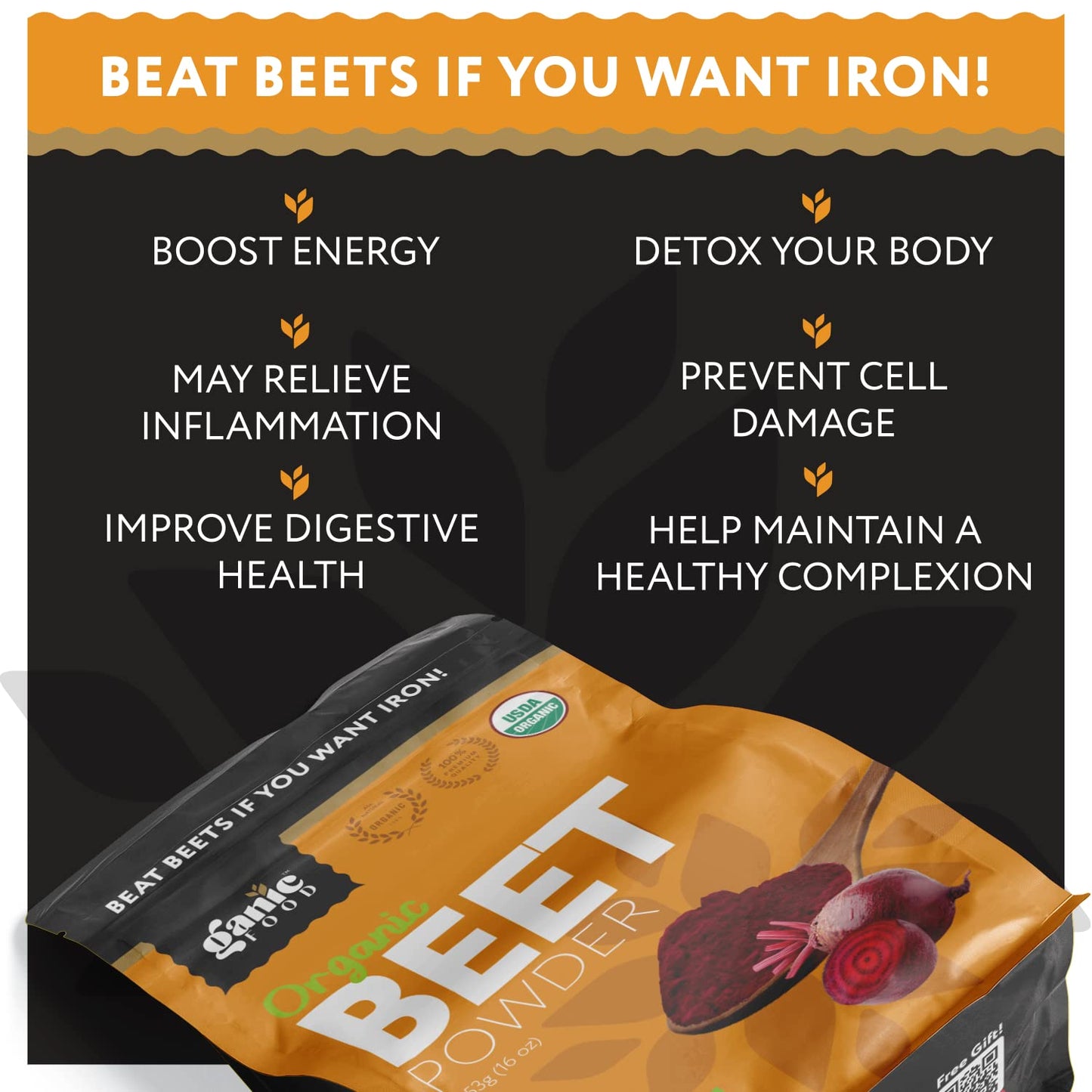 Ganic Food Organic Beetroot Powder, 16 Ounces