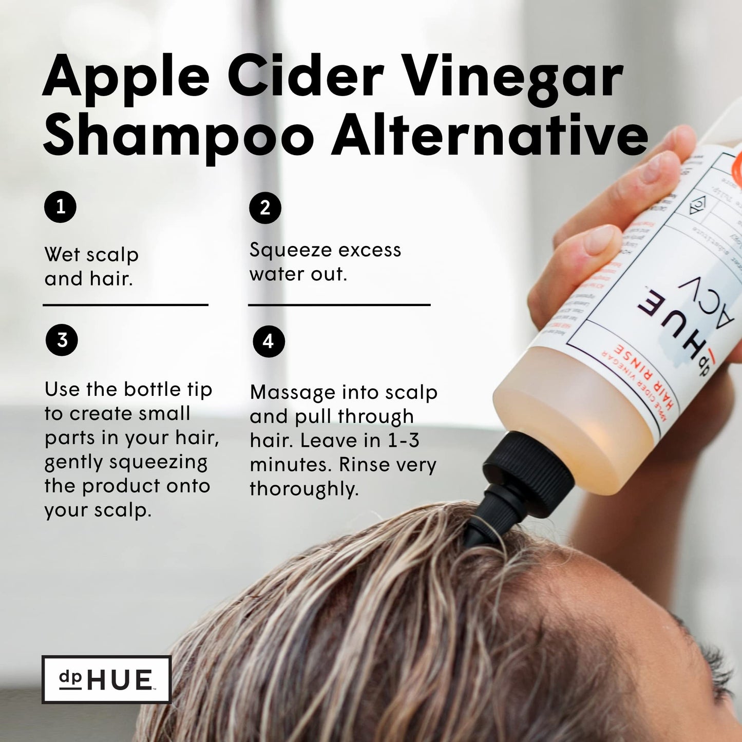 dpHUE Apple Cider Vinegar Hair Rinse, 20 oz - Shampoo Alternative & Scalp Cleanser