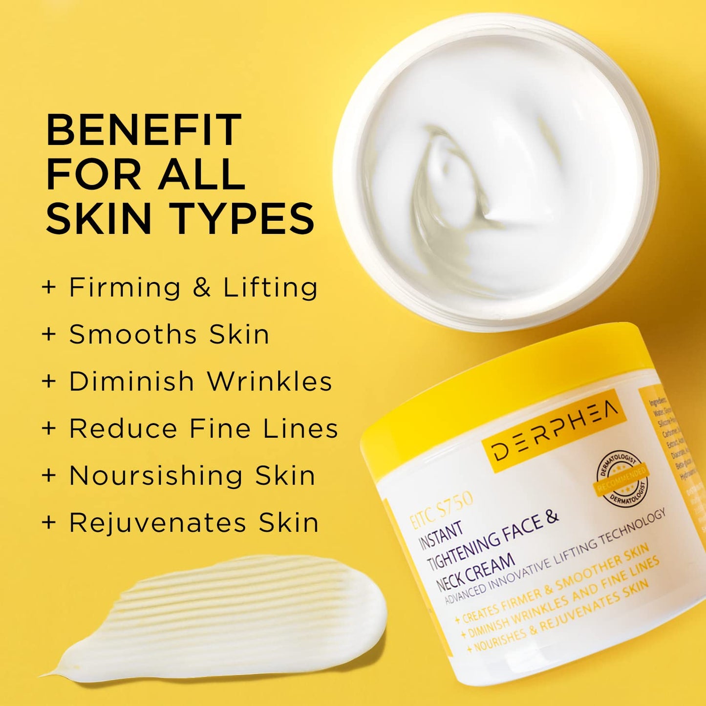 DERPHEA Neck Cream, Face Firming Cream, Face & Neck Cream, Advanced Skin Tightening