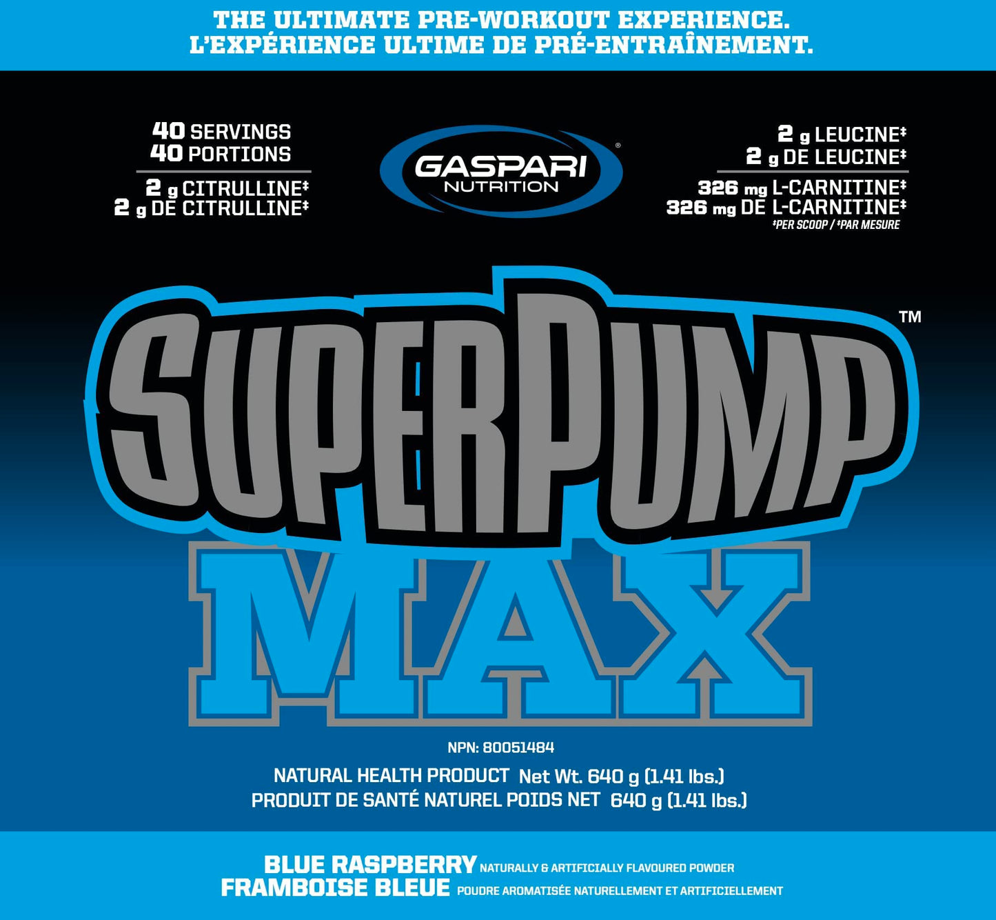 Gaspari Nutrition SuperPump Max Blue Raspberry Ice - 1.41 lbs