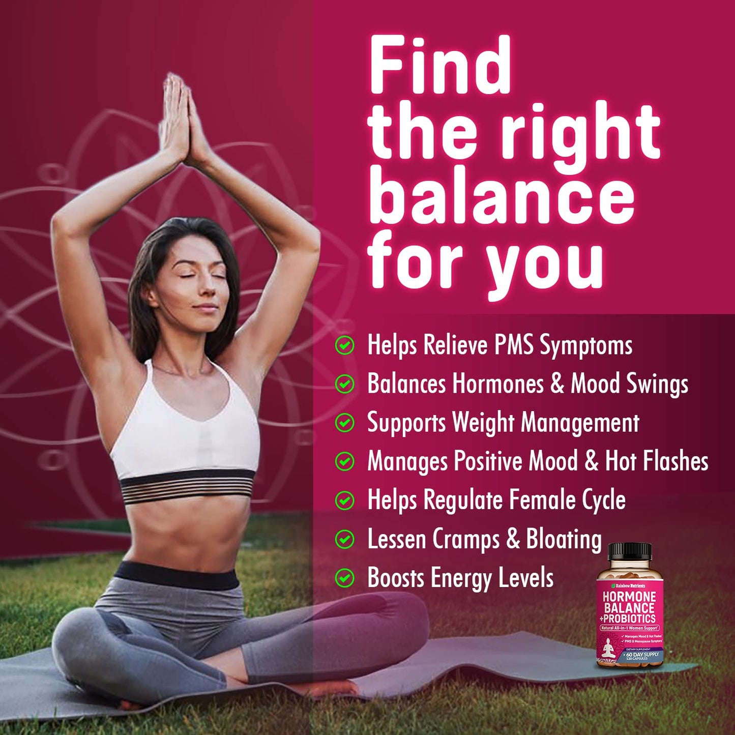 Hormone Balance + Probiotics for Women (3450mg) Natural Relief for Menopause