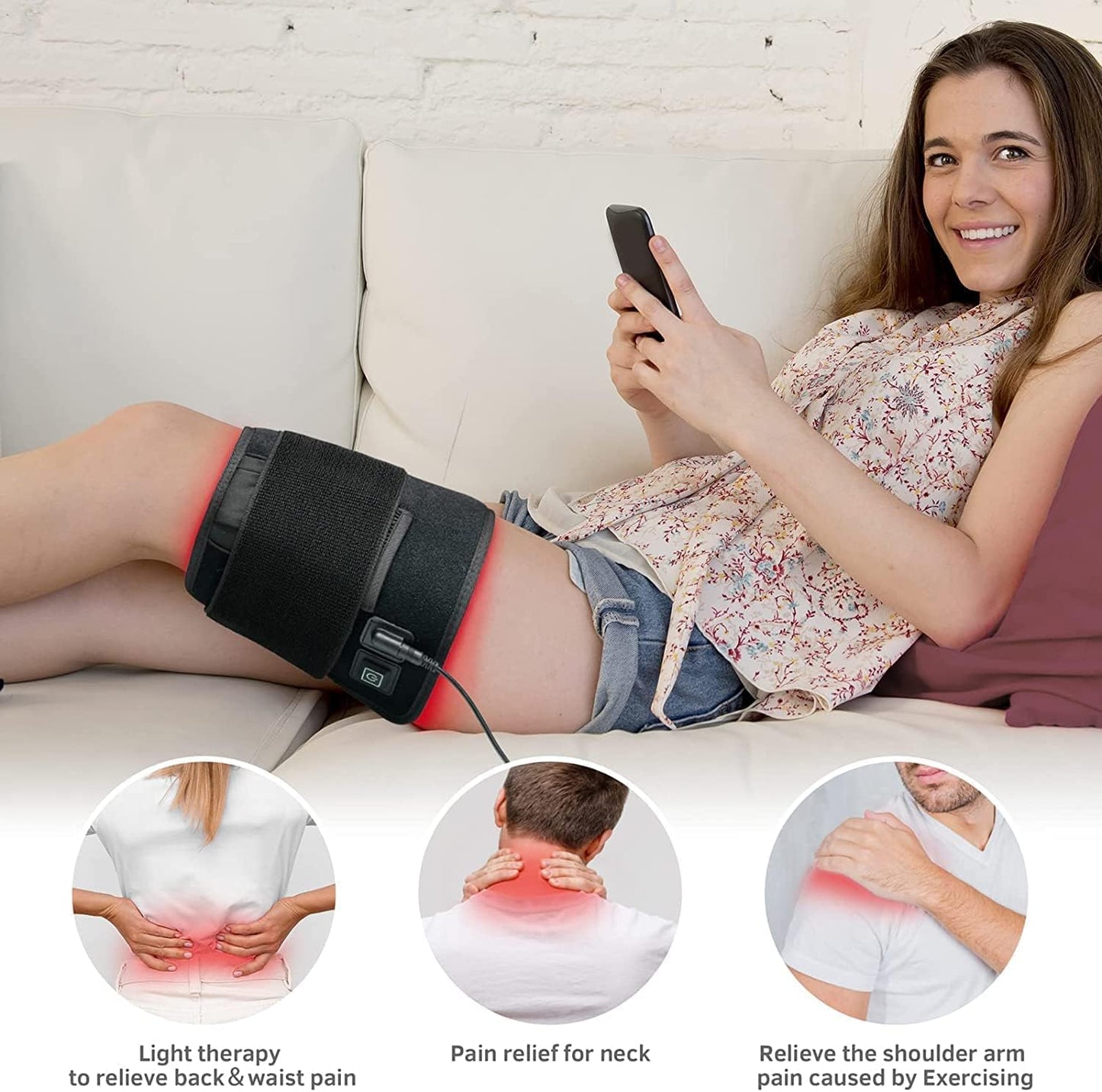 UTK Red Light Therapy Pad for Body Pain Relief, LED 660&850nm Wearable Wrap Deep Therapy