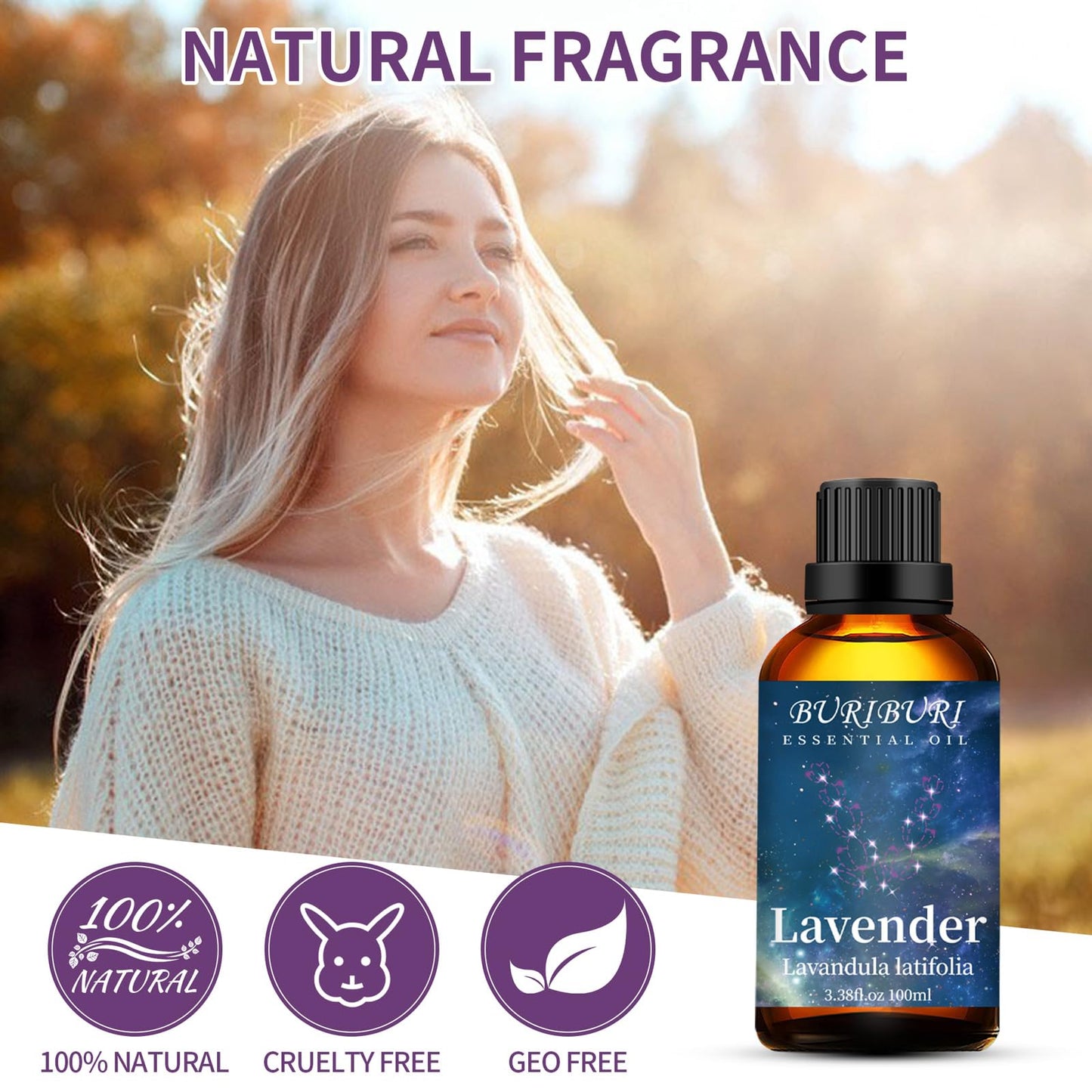 BURIBURI Lavender Essential Oil 100ML, 100% Pure Undiluted, Natural, Organic Aromatherapy Oil Lavender Oils