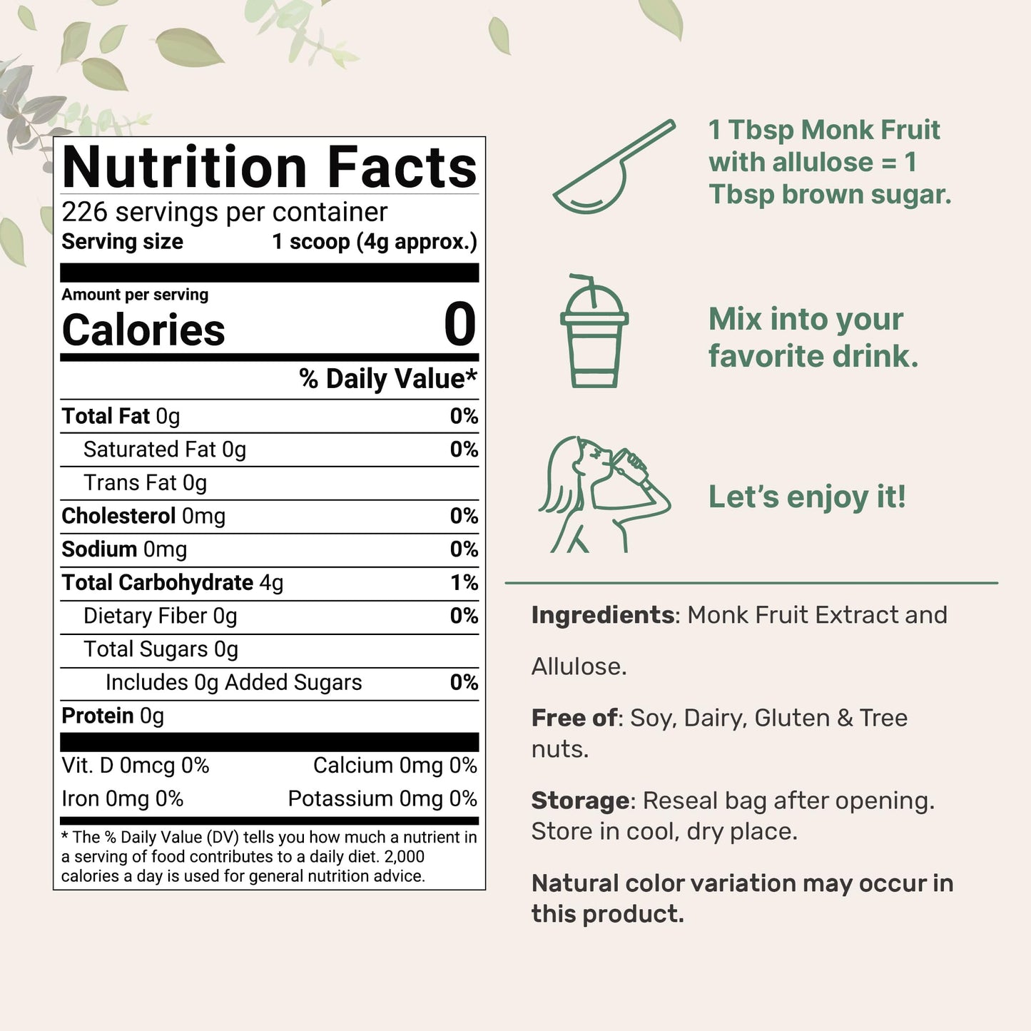 Golden Monk Fruit Sweetener with Allulose, 2 lbs | No Erythritol, No Aftertaste
