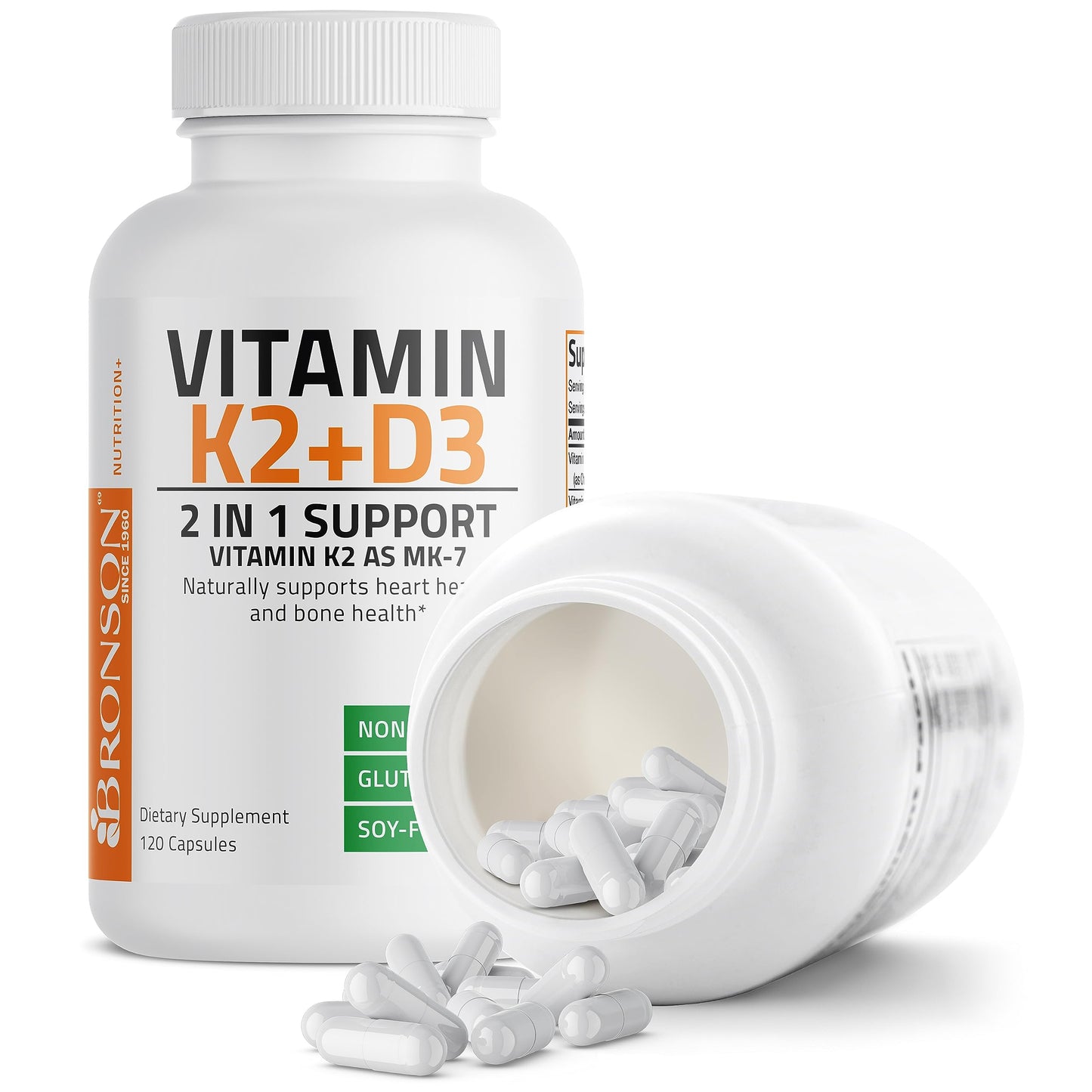 Bronson Vitamin K2 (MK7) with D3 Supplement Non-GMO Formula 5000 IU Vitamin