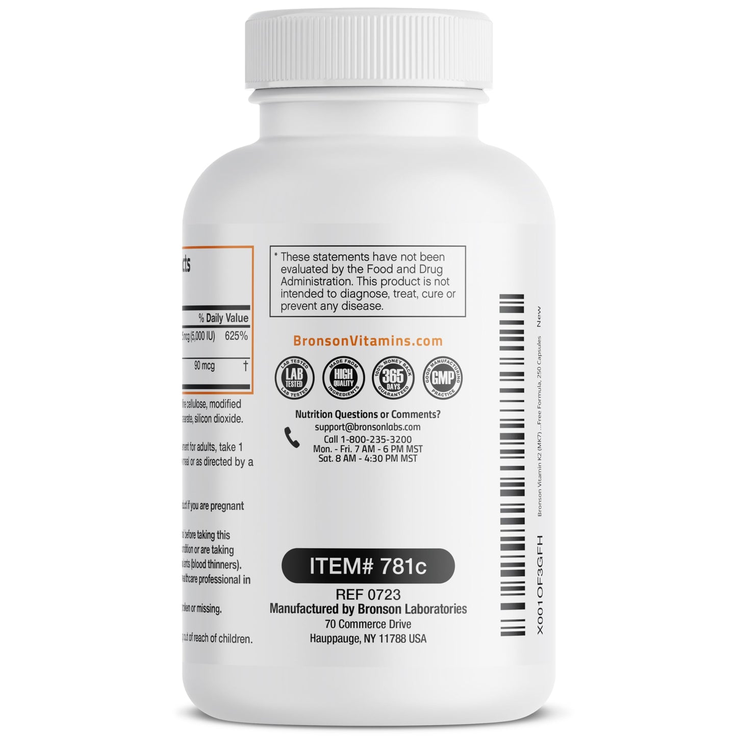 Bronson Vitamin K2 (MK7) with D3 Supplement Bone and Heart Health Non-GMO