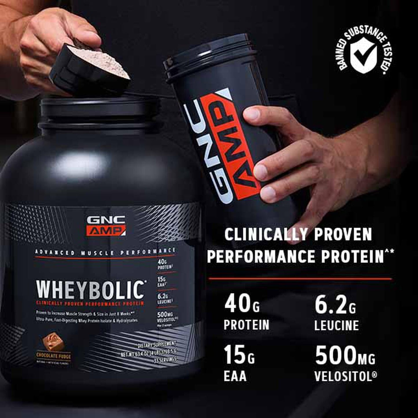 GNC AMP Wheybolic Protein Powder | Targeted Muscle Building and Workout Support Formula