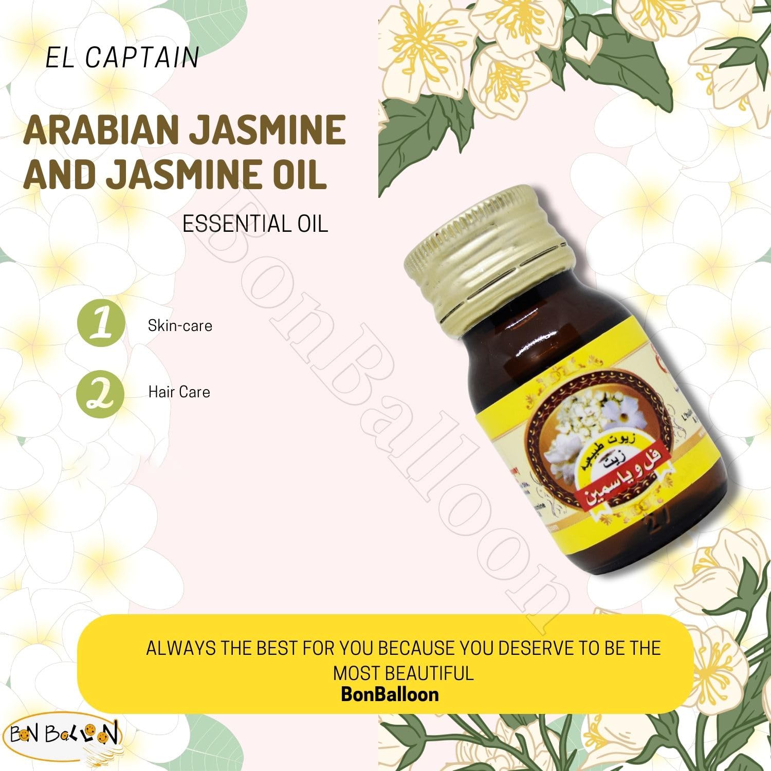 1 Pack Pure & Natural Jasmine Oil Cold Pressed El Captain Elcaptain Natural Concentrated Crude