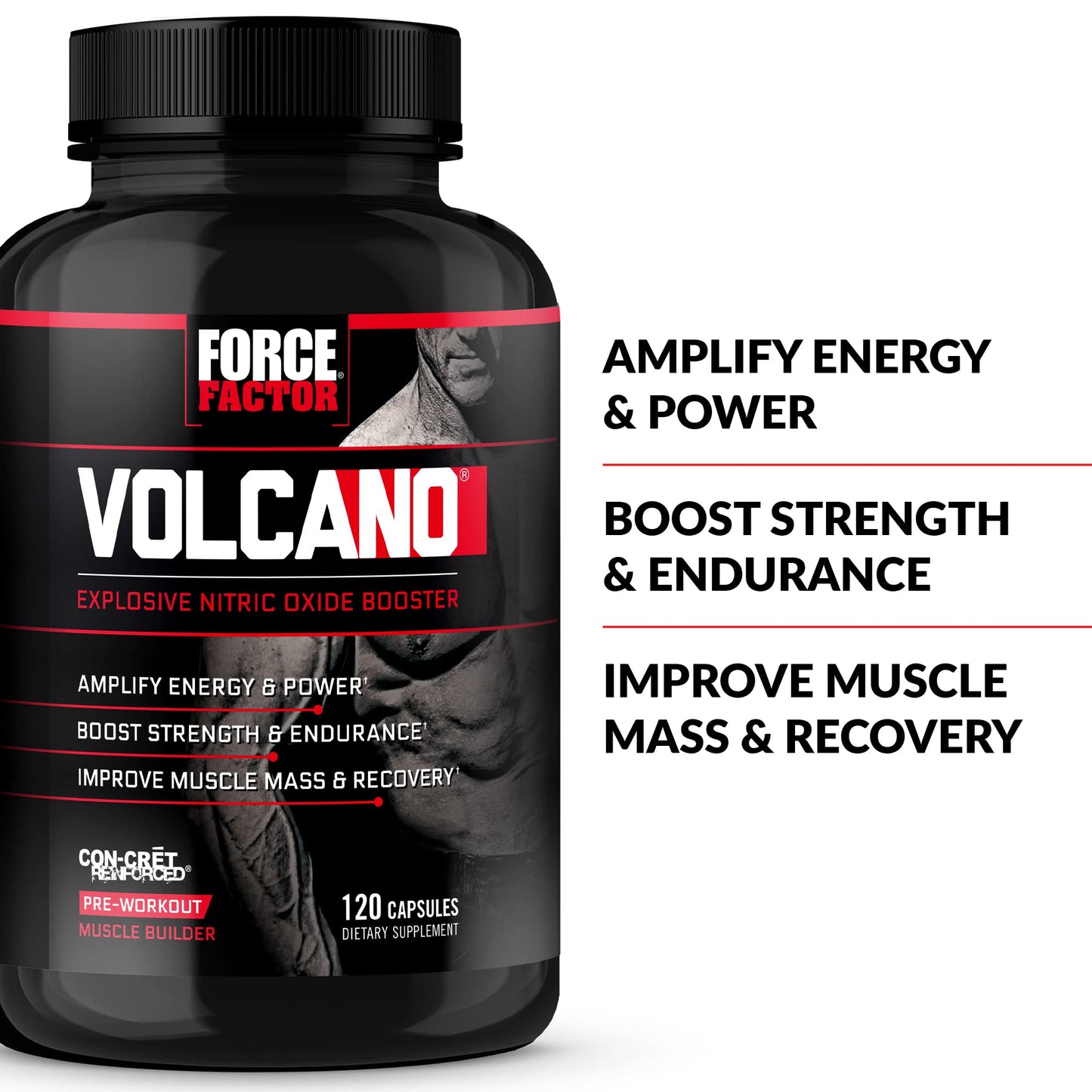 Force Factor Volcano Pre Workout Nitric Oxide Booster Supplement for Men with Creatine
